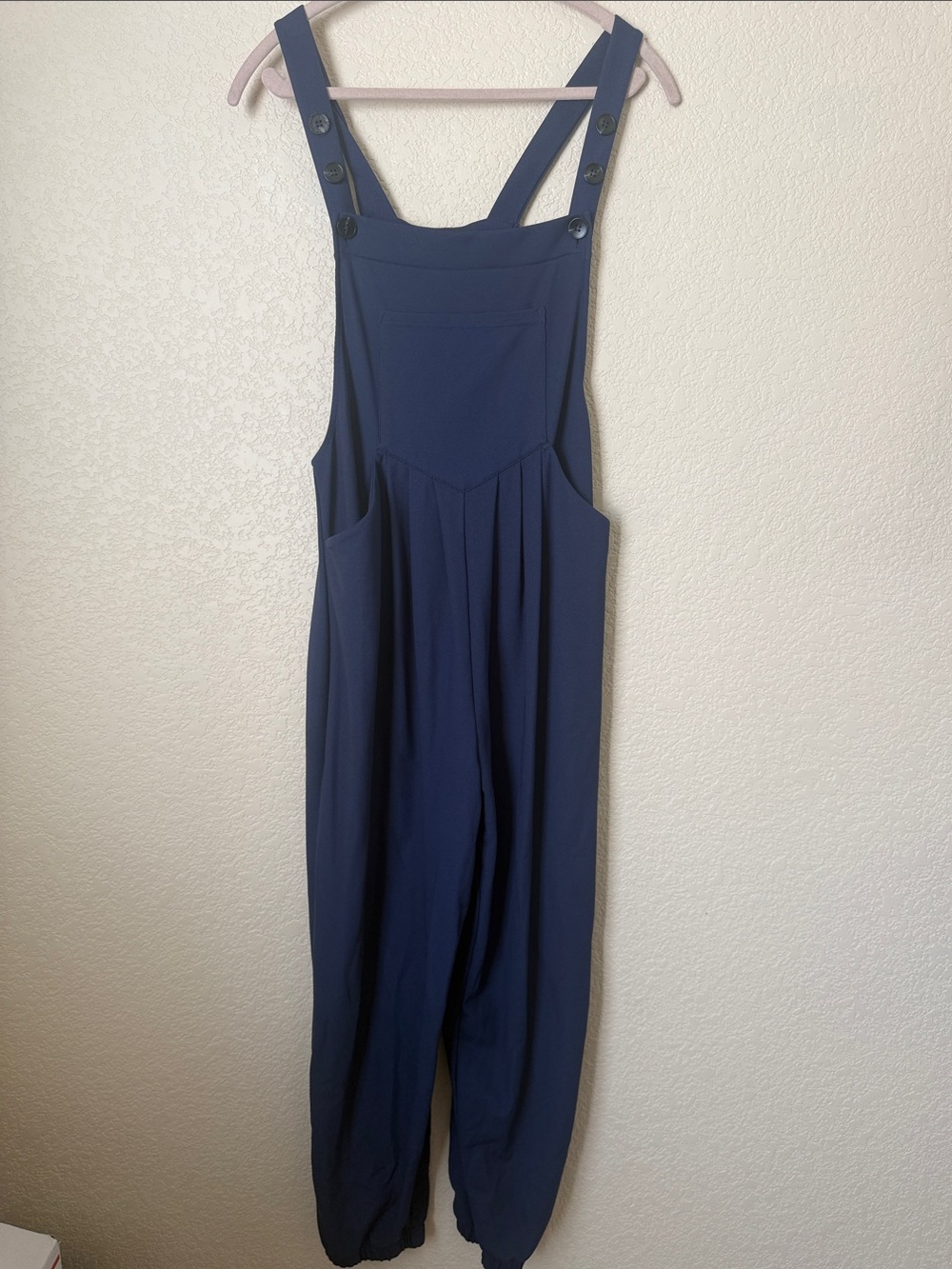 NWOT Navy Blue Wide Leg Overalls Jumpsuit Size M
